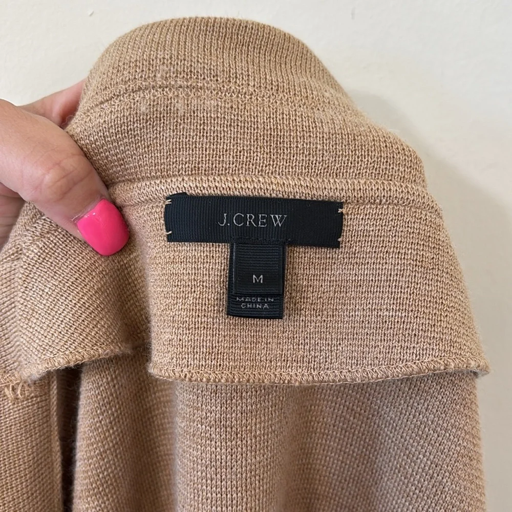 J.Crew Open-Front Sweater-Blazer 100% Merino Wool Tan Size Medium - Picture 8 of 9
